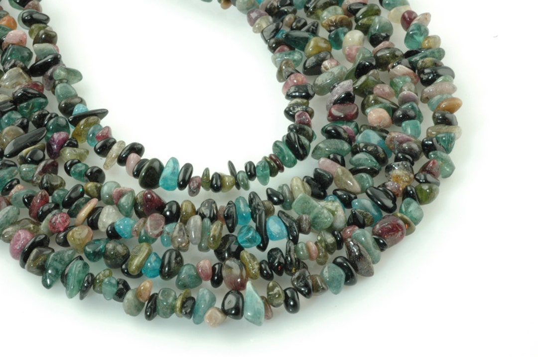 Tourmaline/blue Apatite: Rounded Chips Natural Gemstone Beads - Etsy