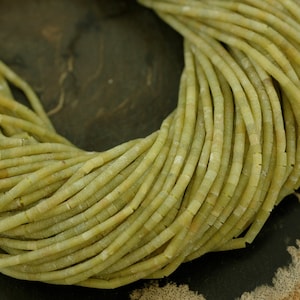 Afghani Matte Sage Jade : Drum Spacer, Heishi / Approx. 2.5x3mm / Natural, Boho, Earthy, Craft, Jewelry Making Supplies / Woodland