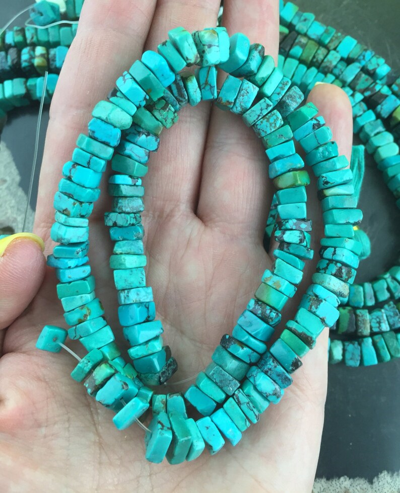 Designer Squares Natural Turquoise Beads 4x8mm Bohemian Etsy
