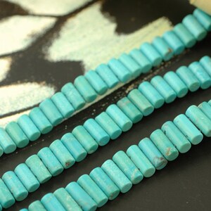 2-Hole Rolling Blue: Turquoise (Stabilized) Smooth Barrel Spacer Beads, 5x13mm, Designer Boho Jewelry Making Craft Supplies, Tribal, TQ153