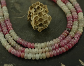 Multi safira: Rondelle liso de 5 mm, 40 contas soltas/buraco grande para elástico de 1 mm/suprimentos para fabricação de joias/branco leitoso, rosa, natural