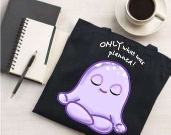 Borsa tote minimalista in cotone nero / "Solo ciò che era pianificato" opera d'arte di ilodi