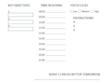 Minimaler Tagesplaner | Zeitblockierung, Produktivität (Instant Download)