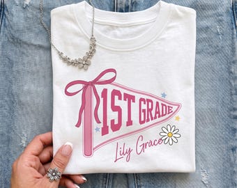 Personalized First Day Shirt, Custom Kids Kindergarten Tee, Preschool Back to School Shirt, Name T-Shirt for Girls
