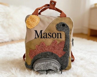Personalized Dinosaur Backpack for Kids, Custom Name Toddler School Bag, Cute Dino Preschool Gift