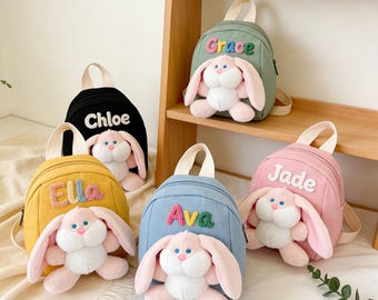 Personalized Bunny Toddler Backpack, Custom Name Preschool Bag, Kids Gift