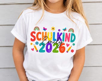 Schulkind 2026 personalisiertes T-Shirt, benutzerdefinierter Name Schule T-Shirt, Schulanfang Geschenk, Anschauung Outfit