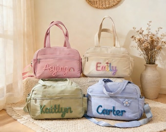 Personalized Embroidered Duffle Bag for Girls, Custom Name Gym Bag, Kids Travel Tote, Birthday Gift