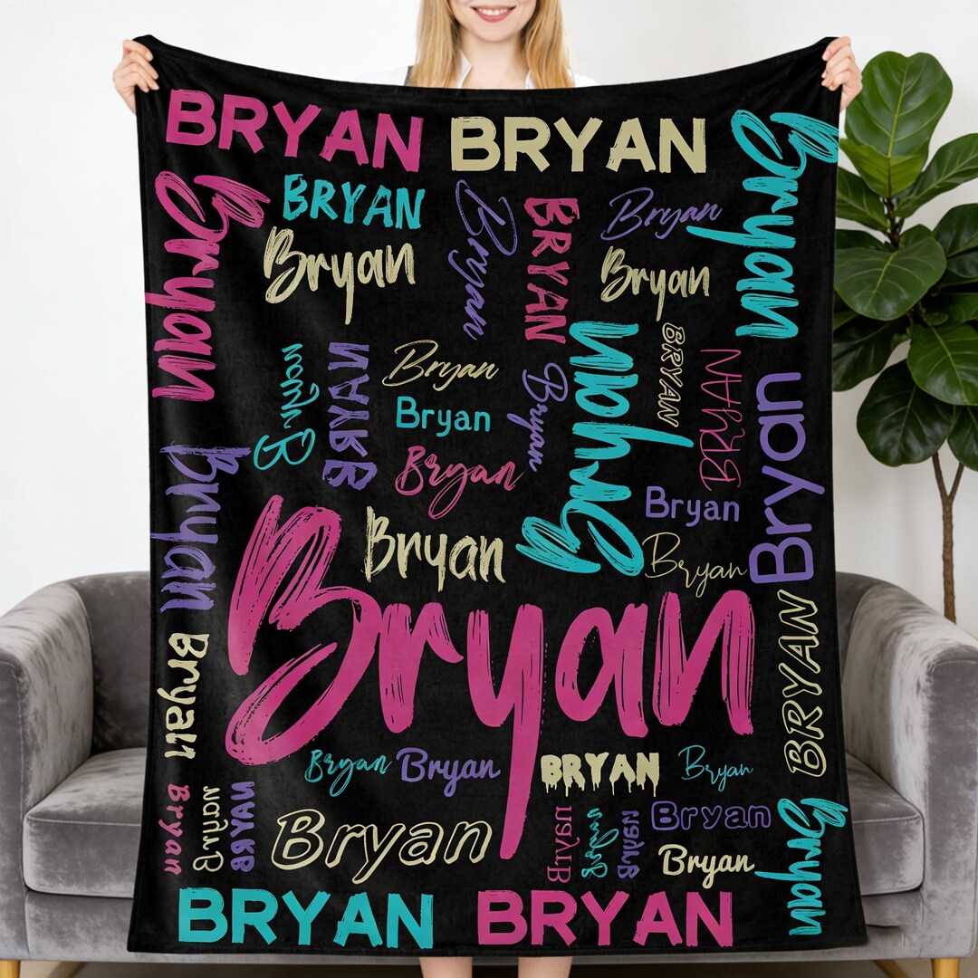 All Over Name Throw Blanket, Custom Word Print Blanket for Everyday Use ...