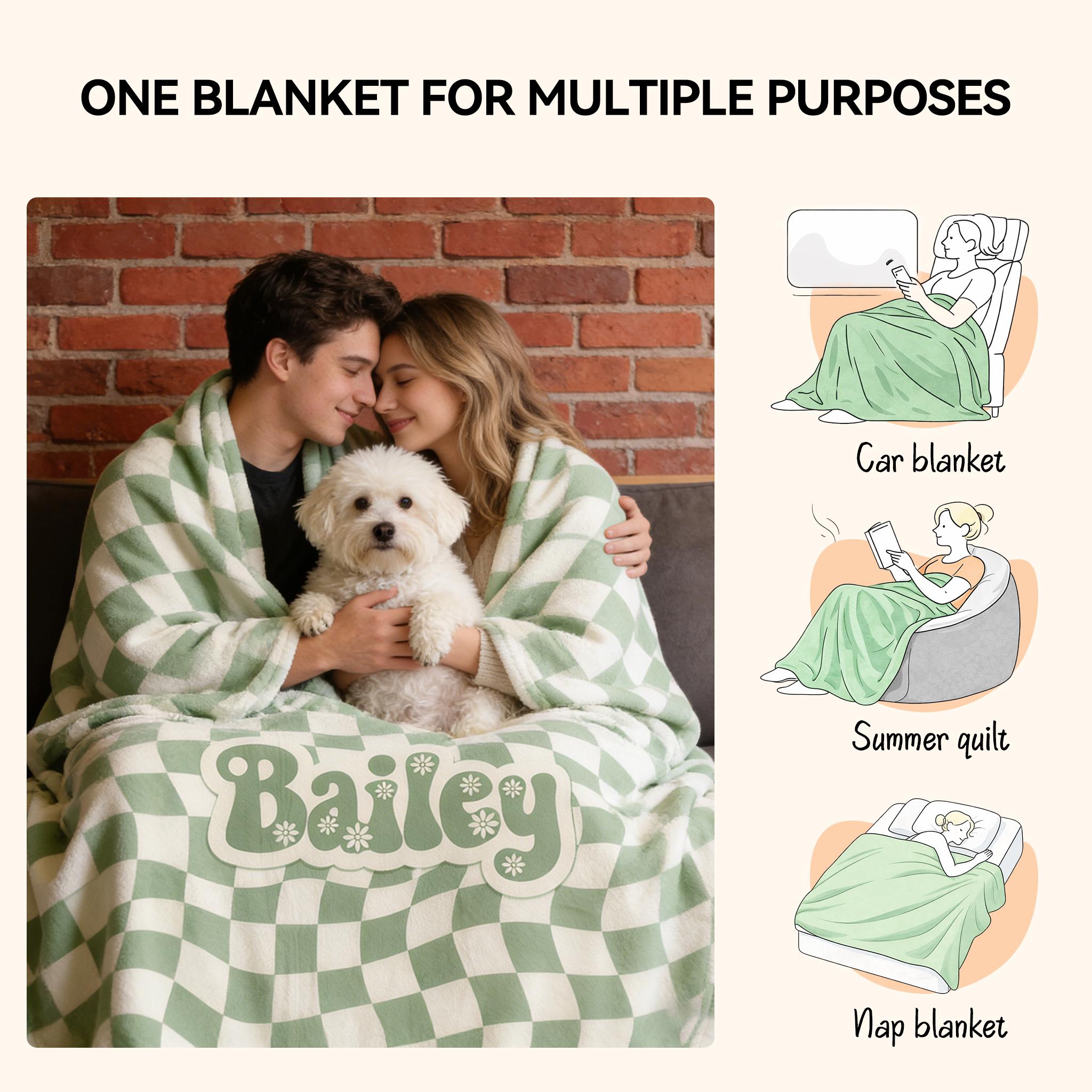 Personalized Line Art Blanket, Custom Portrait Outline Throw
