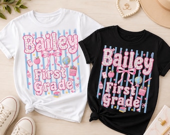 Personalized School Shirt for Kids, Custom Kindergarten Name Tee, First Day Outfit, Preschool T-Shirt, Girls Clothing