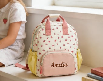 Personalized Toddler Backpack with Name, Pink Polka Dot Kids Backpack, Custom Preschool Bag, Cute Girl School Bag Gift