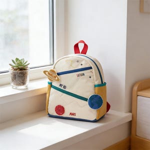 Cute Planet Kids Backpack, Toddler School Bag, Space Theme Mini Backpack, Lightweight Preschool Bag, Gift for Girls Boys Travel Bag