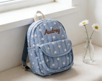 Personalized Kids Backpack with Name, Floral Toddler Backpack, Custom Preschool Bag, Cute Girl School Bag, Birthday Gift
