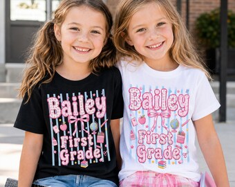 Custom Back to School Shirt, Personalized Kids T-Shirt, Kindergarten Name Tee, Preschool Outfit, Cute School Gift