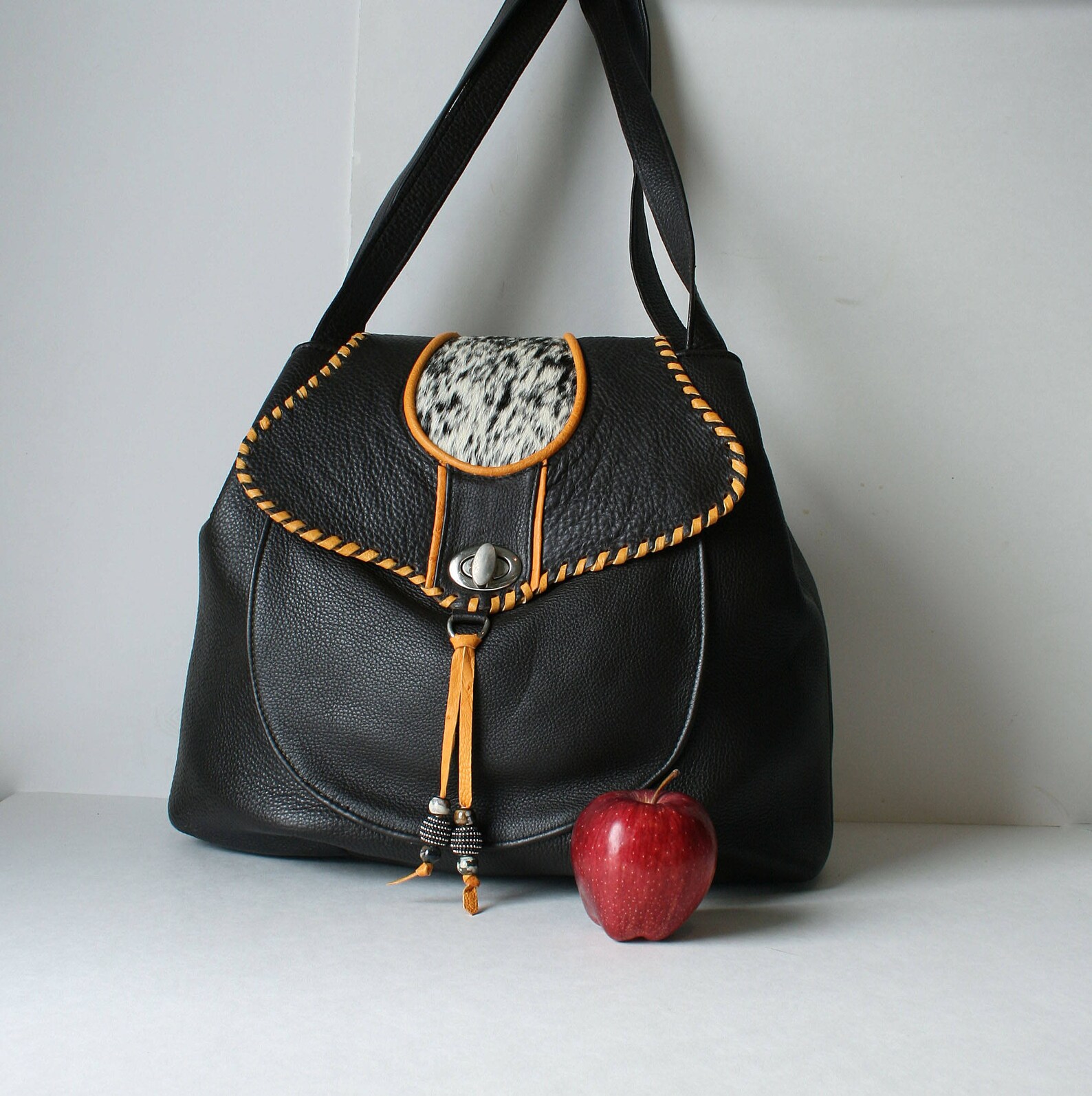 Large Black Leather Tote Shoulder Bag Leather Handbag | Etsy