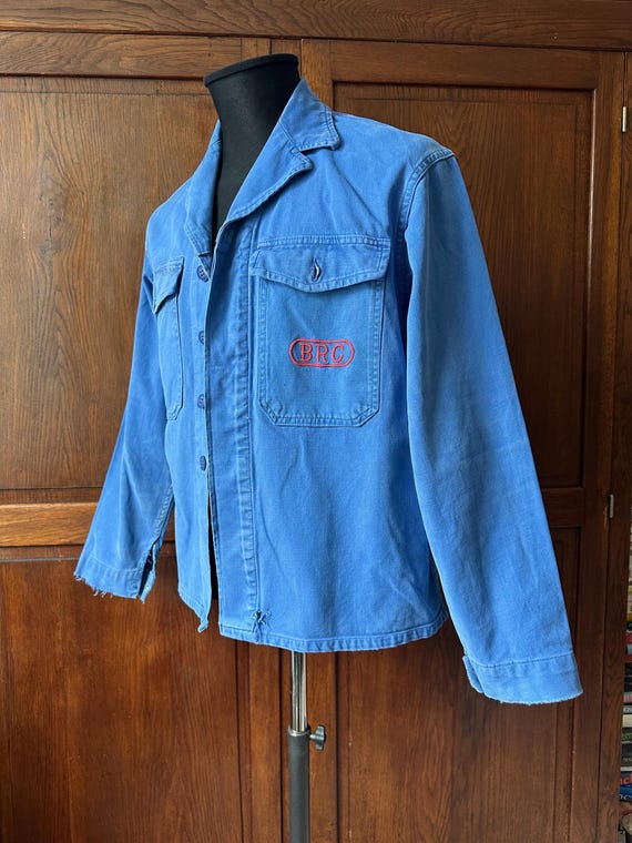 Vintage 1950s French Chore Jacket | Authentic Bleu de Travail Workwear | Worn & Faded Cotton Jacket