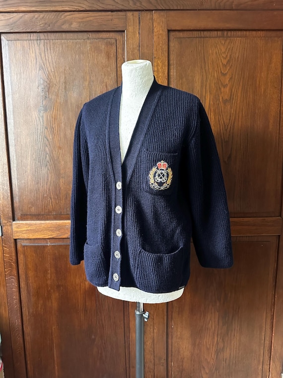 Saint James, Vintage French 1980s St James navy Knit Cardigain