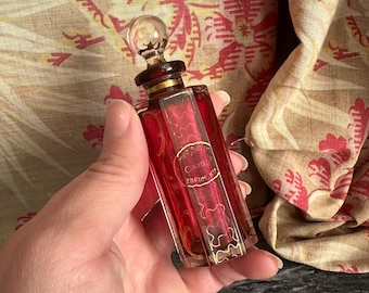 Zeldzame jaren 1920 Ahmed Soliman Cairo Perfume King, rode robijnrode glazen parfumflesje