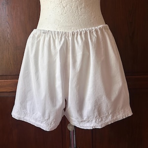 Antique French Cotton Bloomers with Handmade Embroidered Lace | 1910s–1920s Ladies Knickers