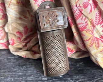 Antique Vintage Old Metal Nutmeg Grater With Storage Box Kitchenalia