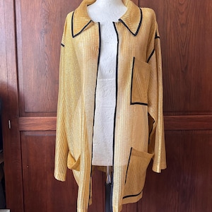 Jean Charles de Castelbajac 1970s Avant-Garde Jacket | Gold Raffia Knit, Unisex Archive Fashion