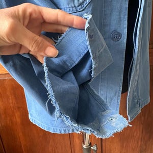 Vintage 1950s French Chore Jacket | Authentic Bleu de Travail Workwear | Worn & Faded Cotton Jacket image 7