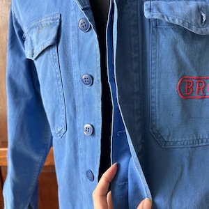 Vintage 1950s French Chore Jacket | Authentic Bleu de Travail Workwear | Worn & Faded Cotton Jacket image 9