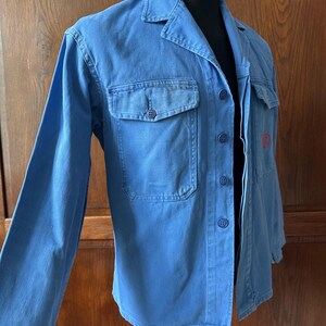 Vintage 1950s French Chore Jacket | Authentic Bleu de Travail Workwear | Worn & Faded Cotton Jacket image 3