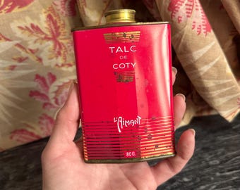 Vintage Empty Coty Talc L'Aimant Tin 1950s