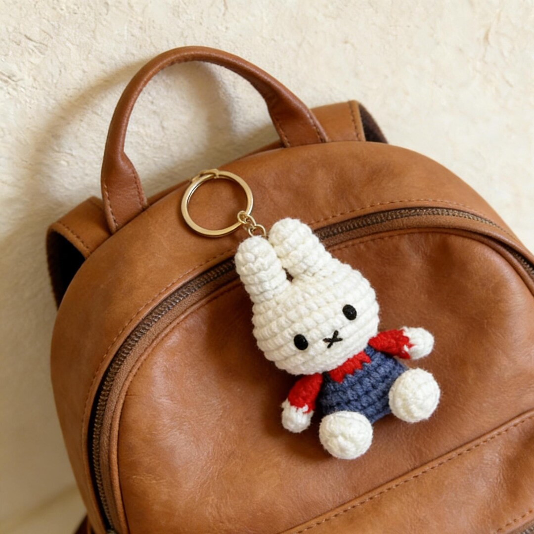 Mini White Rabbit Amigurumi Backpack Pendant, Handmade Knitted Cute ...