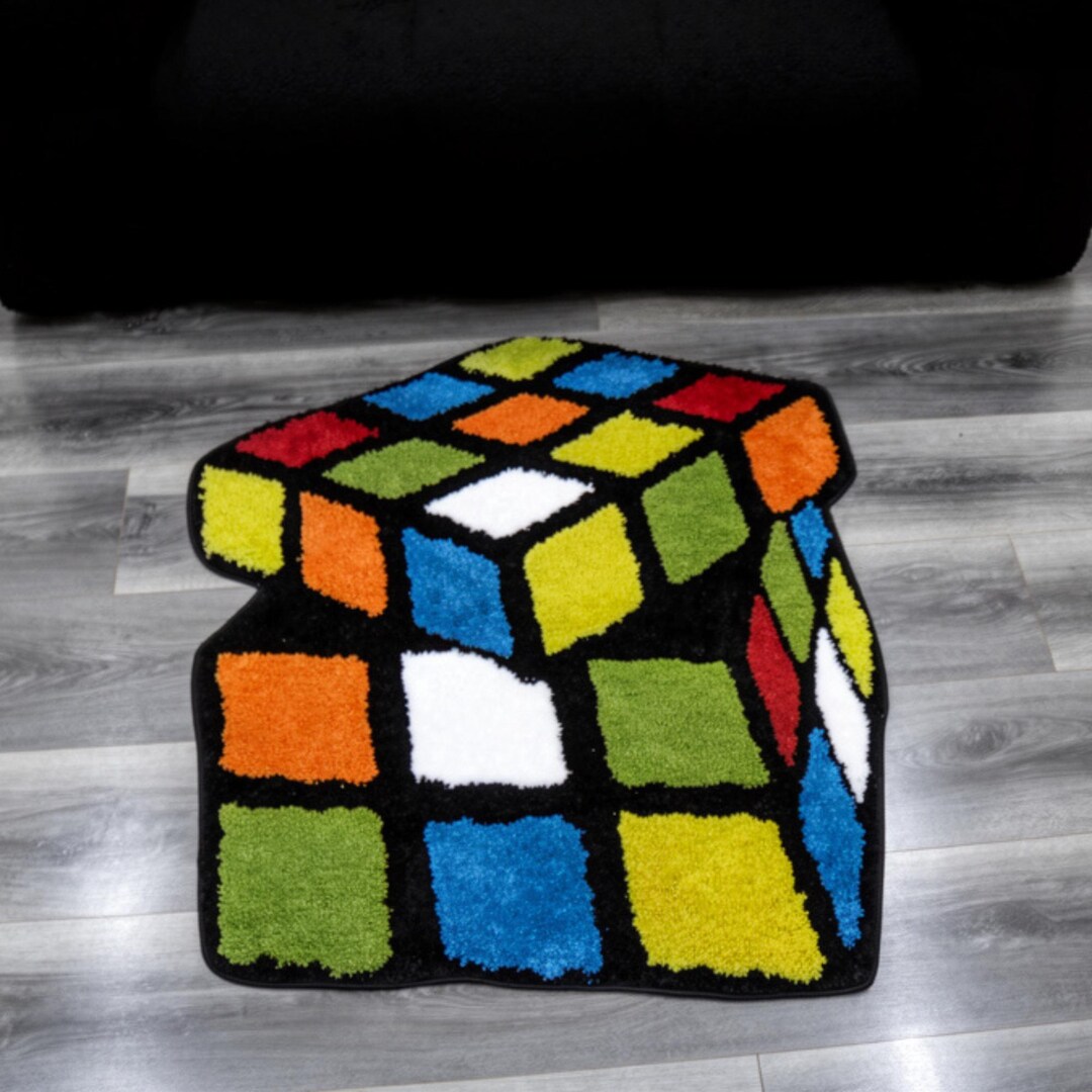 Color Block Cube Rug: Funny Tufted Floor Mat, Quirky Colorful Rug ...