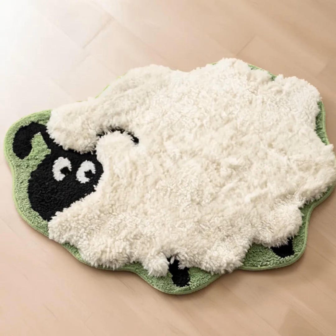 Whimpsy Rug Sheep Sheep Shaped Tufted Rug: Kids Room & Nursery Decor, Cozy Animal Mat for ...