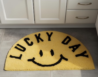 Tappeto Lucky Day Smile: Tappetino da bagno con vibrazioni positive, tappeto divertente per l'ingresso