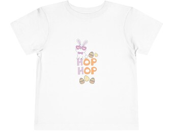 Toddler Easter T-Shirt: Bunny, Eggs, "HOP HOP" Graphic, Spring Apparel