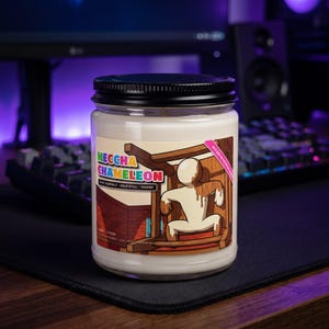 Meccha Chameleon Candle, Hide and Seek Gamer Meme, Scented Jar Candle, Dorm Decor