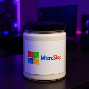 MicroSlopキャンドル、AI風刺ミーム、プログラマー向けジョークギフト、オフィスデスク装飾 画像 1