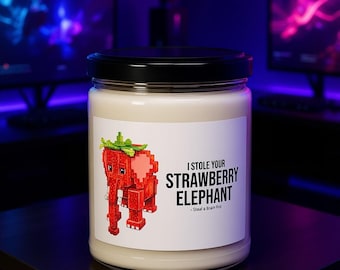 Strawberry Elephant Candle, Steal a Brainrot Meme, Roblox Gamer Gift, Dorm Decor