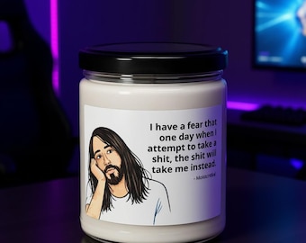 MoistCr1TiKaL Quote Candle, Penguinz0 Meme Gift, Existential Humor (12 oz)