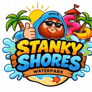 Full Stanky Shores Waterpark candle label artwork