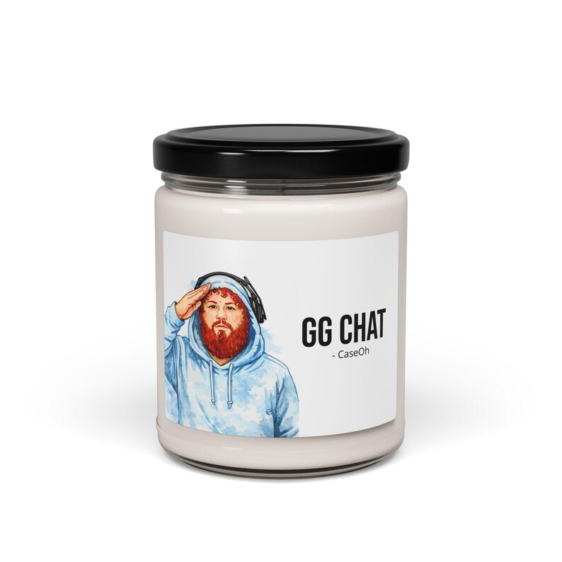 Vela aromática CaseOh GG Chat, Merchandising de memes para streamers y gamers, Homenaje a Hoesac, 355 ml. imagen 3