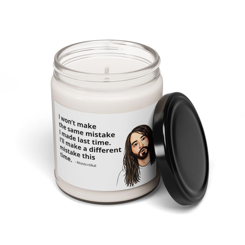 Vela MoistCr1TiKaL, cita de Penguinz0, regalo de meme de streamer, decoración de dormitorio, aroma cítrico fresco imagen 3