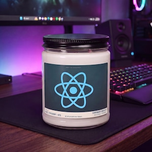 React Developer Candle, Front-End Web Dev Desk Decor, Component-Driven UI Candle