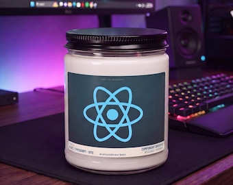 Bougie pour développeur React, décoration de bureau pour développeur web front-end, interface utilisateur pilotée par composants (340 g)