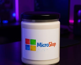 MicroSlop AI Satire Candle, Programmer Gag Gift, Tech Humor Decor (12 oz)