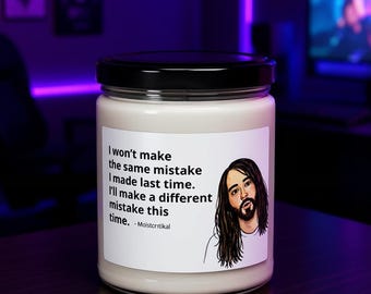MoistCr1TiKaL Quote Candle, Funny Penguinz0 Meme Gift, Dorm Decor (12 oz)