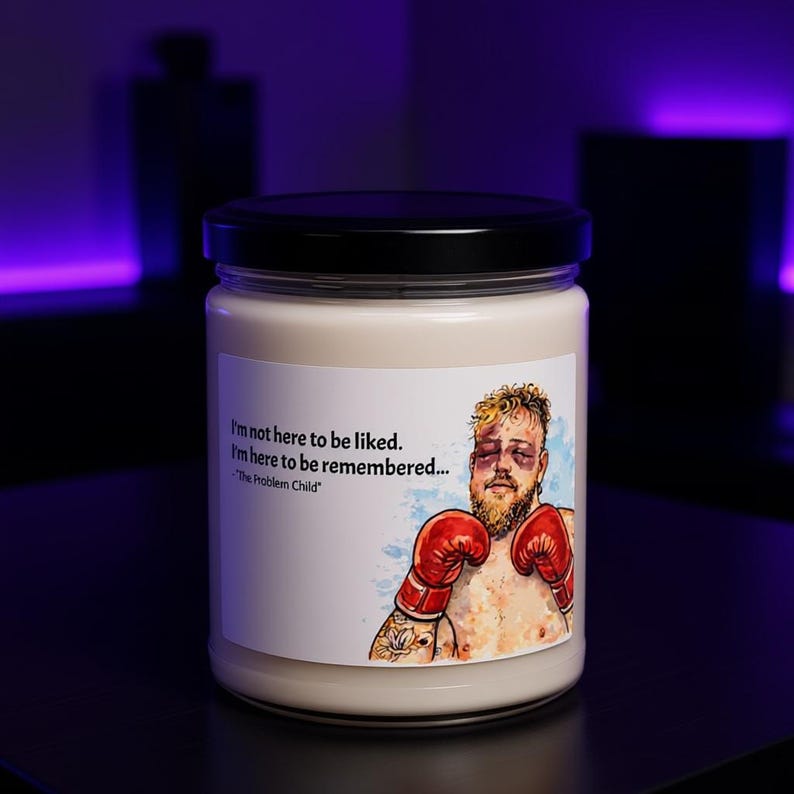 Jake Paul Problem Child Boxing Meme Candle, Scented Dorm Decor image 1