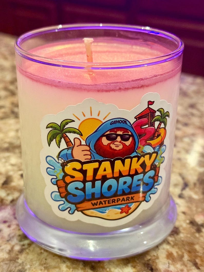 Stanky shores hand poured candle with rose gold magic dust.
