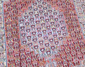 Afghani style hand knotted kilim 8×5.2 with amateur style to warmth your home