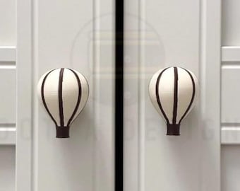 Hot Air Balloon Drawer Knob, Striped Nursery Cabinet Handle, Adventure Theme Kids Room Decor, Furniture Pull, Unique Baby Shower Gift
